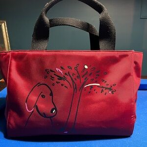 Kate Spade Maira Kalman Tote Handbag Red Darling Dog Canvas Zip Purse